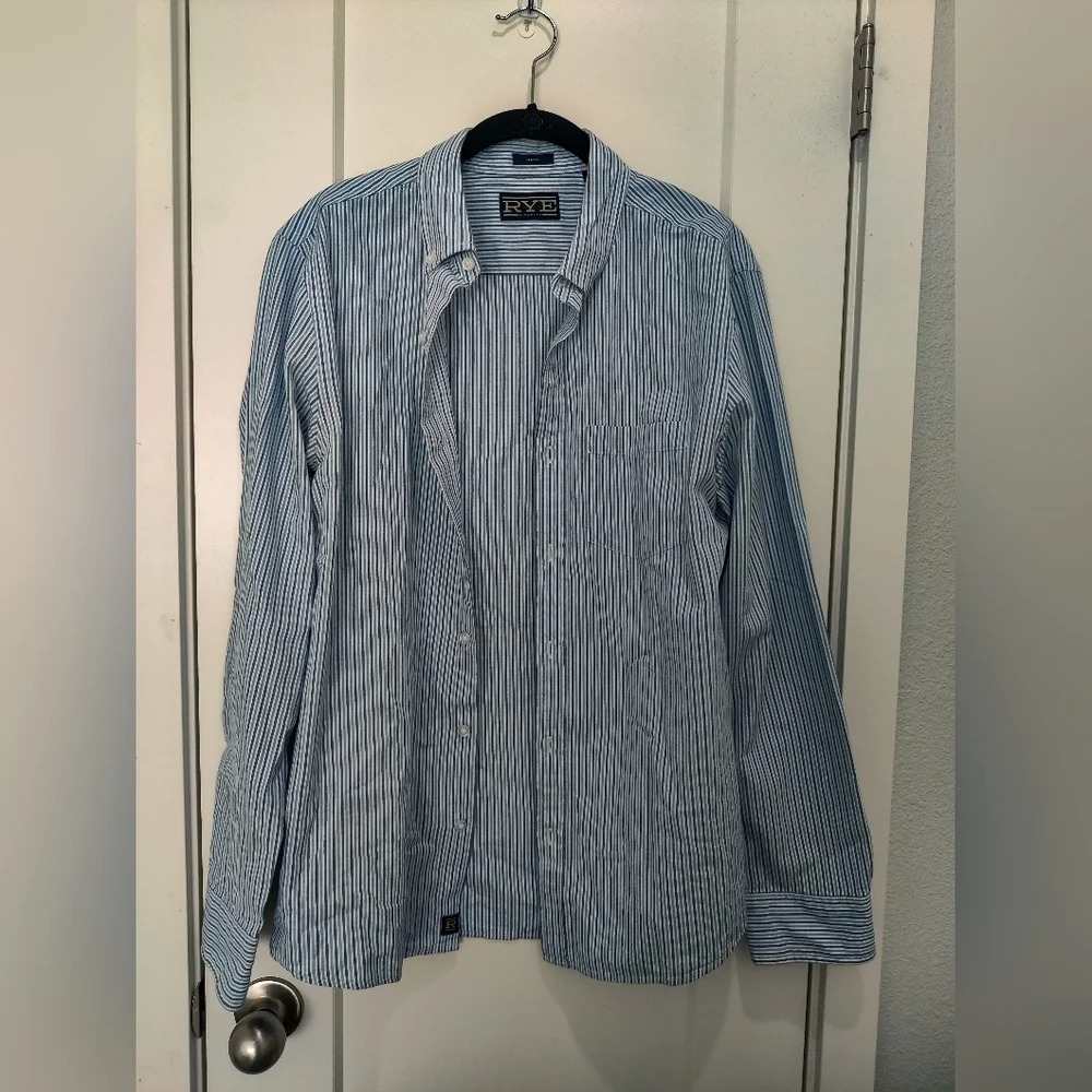 RYE Blue Striped Men's Buttons Down Shirt